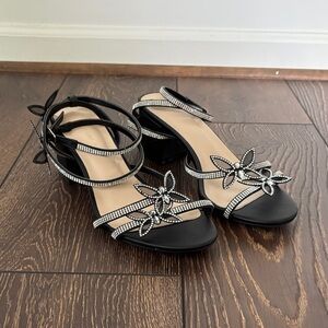 Wild Dive Lounge Y2K Sparkly Butterfly Block Heeled Sandals